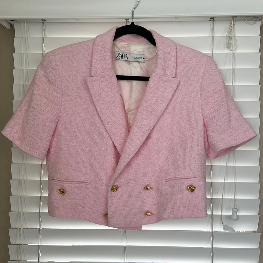 ZARA cropped tweed blazer jacket